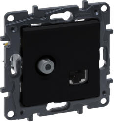 Legrand 863577 Niloé Step "F" típusú TV aljzat + RJ45 Cat. 6 UTP aljzat, fekete (863577)