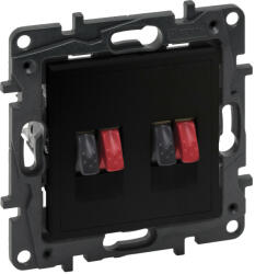 Legrand 863586 Niloé Step kettős hangszóró aljzat, fekete (863586) - elektroprofishop