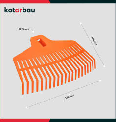 Kotarbau Greblă Cu Ventilator 370 Mm Greblă De Iarbă Pentru Frunze De Grădină (3666)