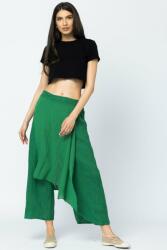 Shopika Pantaloni de vara din in, cu aplicatii pe fata si spate, verzi Verde Talie unica