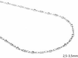  Elegance 2, 5-3, 5mm Különleges alakú láncszemekből álló nemesacél nyaklánc, ezüst színű női nyaklánc 46 cm-től 76 cm-ig választható 5 cm-ként (787)