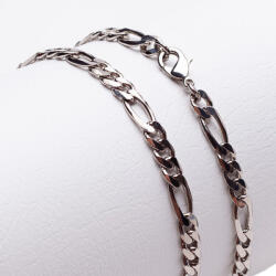 Elegance 10 mm Extra méretű figaro nemesacél karlánc ezüst színű karlánc 20 - 22 - 24 cm választható (1401)