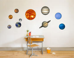 4 Decor Sticker Decorativ - Planete, pachet Decoratiune camera copii