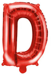Partydeco Betű lufi 14" 35cm Piros fólia betű, D betű, csak levegővel tölthető (LUFI277601)