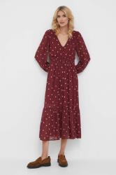 Pepe Jeans ruha bordó, midi, harang alakú - burgundia XS - answear - 27 990 Ft