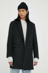 Bruuns Bazaar kabát gyapjú keverékből fekete, átmeneti, kétsoros gombolású - fekete 48