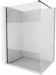 Mexen Kioto walk-in zuhanyfal - átlátszó/tej üveg / fekete profil (800-100-101-70-35)