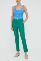 2NDDAY pantaloni de piele femei, culoarea verde, drept, high waist PPYX-SPD17B_79X