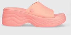 Crocs papuci Skyline Slide femei, culoarea roz, cu platforma, 208182 PPYX-KLD0W2_30X