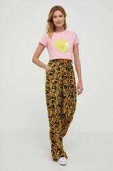 United Colors of Benetton pantaloni femei, culoarea galben, lat, high waist PPYX-SPD1CF_11X
