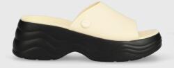 Crocs papuci Skyline Slide femei, culoarea bej, cu platforma, 208182 PPYX-KLD0W0_01X