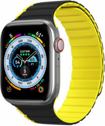 DuxDucis Curea silicon DuxDucis Magnetic LD compatibila cu Apple Watch 4/5/6/7/8/SE/Ultra 42/44/45/49mm Negru/Galben (6934913027899)