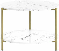 Beliani Fehér és arany márványhatású dohányzóasztal ø 60 cm REVA