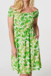 RohBoutique Rochie verde cu imprimeu și mâneci Bardot cu elastic - DR4592