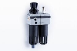 Pneustore Szűrő-szabályzó-olajzó - 1/4" - 12 bar - 20 mikron - fém pohár - félautomata kondenzátum-leeresztéssel (FRL-114/12-20HA)