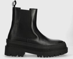 Tommy Jeans bőr bokacsizma TJW CHELSEA FOXING BOOT fekete, női, platformos, EN0EN02289 - fekete Női 41