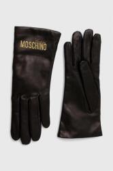 Moschino bőr kesztyű fekete, női - fekete 8