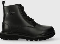 Calvin Klein Jeans bokacsizma EVA MID LACE UP BOOT LTH WN fekete, női, lapos talpú, YW0YW01263 - fekete Női 40