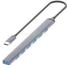 BlackBird USB 3.0 Type-c 7 port hub extra slim, aluminium ház, notebookhoz (BH1468) (BH1468)