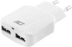 ACT Hálózati töltő, 2x USB-A port, 2, 4A, 12W, fehér (AC2115) (AC2115)