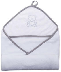  Stella fürdőlepedő hímzett 110x110 fehér-szürke maci - babycenter-online
