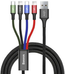 Baseus Fast 4 az 1-ben USB-C / 2x Lightning / Micro 3, 5A 1, 2 m-es kábel (fekete) - mobilehome