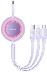 Baseus Bright Mirror 4, 3 az 1-ben Mikro USB / Lightning / USB-C kábel, 100W, 3.5A, 1.1 m (lila)