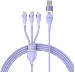 Baseus Flash Series 2, 3 az 1-ben USB kábel, USB-C / micro USB / Lightning, 100W, 1.5m (lila)