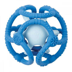NATTOU Szilikon rágóka labda 2in1 BPA mentes 10 cm kék - babyshopkaposvar