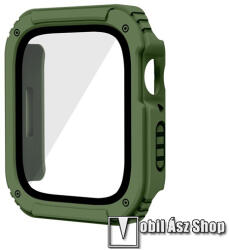 Apple Watch Series 4, 5, 6, SE, SE (2022) 40mm, Okosóra műanyag védőtok, 9H üvegfólia, Zöld