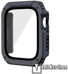Apple Watch Series 4, 5, 6, SE, SE (2022) 40mm, Okosóra műanyag védőtok, 9H üvegfólia, Szürke