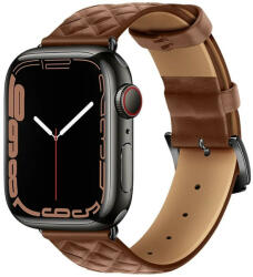 Apple Watch 1-6, SE (38 / 40 mm) / Watch 7-8 (41 mm), bőr pótszíj, gyémánt minta, Hoco WA18, barna - tok-shop