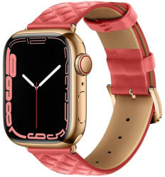 Apple Watch 1-6, SE (38 / 40 mm) / Watch 7-8 (41 mm), bőr pótszíj, gyémánt minta, Hoco WA18, rózsaszín - tok-shop