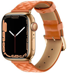 Apple Watch 1-6, SE (42 / 44 mm) / Watch 7-8 (45 mm) / Watch Ultra (49 mm), bőr pótszíj, gyémánt minta, Hoco WA18, narancssárga - tok-shop