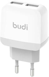  Töltő, Budi 2x USB 5V 2.4A (fehér)
