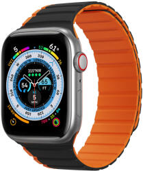 DuxDucis Magnetic LD Apple Watch 45mm / 44mm / 42mm / Ultra 49mm szilikon szíj - fekete/narancssárga