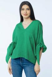 SHOPIKA Bluza de vara cu funde, din in, oversize, verde Verde Talie unica