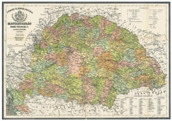 Stiefel Antik Magyarország térkép könyöklő / Magyarország közigazgatása járásokkal (341223-2K)