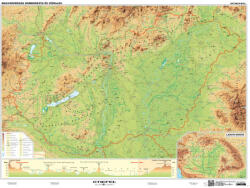 Stiefel Magyarország domborzata iskolai földrajzi DUO falitérkép (160 x 120 cm), hátoldalán Magyarország körvonalas térképe, klíma diagramokkal (87717D)