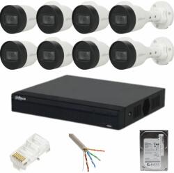 Dahua Sistem supraveghere Dahua 8 camere exterior, IP, 2MP, IR 30M, PoE, Bullet, NVR 8 canale, PoE (39038-)