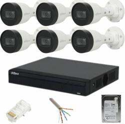 Dahua Sistem supraveghere Dahua 6 camere exterior, IP, 2MP, IR 30M, PoE, Bullet, NVR 8 canale, PoE (39037-)