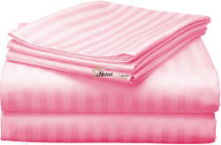 HomePuls Cearsaf de pat o persoana Damasc Policoton dunga 1 cm, 160 x 230 cm, Roz Bonbon