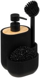 5Five Simply Smart Dispenser deregent bucatarie Blackwood, polimer, perie si burete inclus, negru, 500 ml, 13.5 x 12.5 x H 18 cm