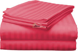 HomePuls Cearsaf de pat dublu king size Damasc Policoton dunga 1 cm, 230 x 260 cm, Rosu Persan