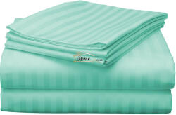 HomePuls Cearsaf de pat dublu king size Damasc Policoton dunga 1 cm, 230 x 260 cm, Verde Jad