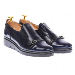 Rovi Design Pantofi dama model casual din piele naturala, in combinatie cu piele lac, bleumarian, foarte comozi, - P103BLMLAC - ellegant