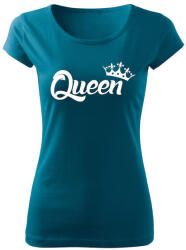 DRAGOWA дамска тениска с къс ръкав, Queen, петролено синя, 150г/м2 (6505)