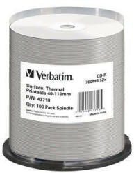 Verbatim CD-R (pachet de 100) Spindle / AZO / 52x / 700MB / Imprimabil termic Fără ID Brand (43718)