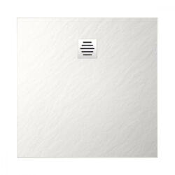 Diplon BST8302, Kő textúrájú 90x90 cm zuhanytálca, fehér színben lefolyóval 2, 6 cm magas (BST8302) - stuxi