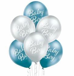 Baby Boy léggömb szett 6 db-os (30 cm) - Kék/ezüst